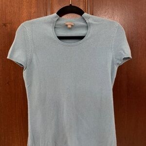 Ann Taylor 100% Cashmere Sweater – Sky Blue Short Sleeve, XS 💙